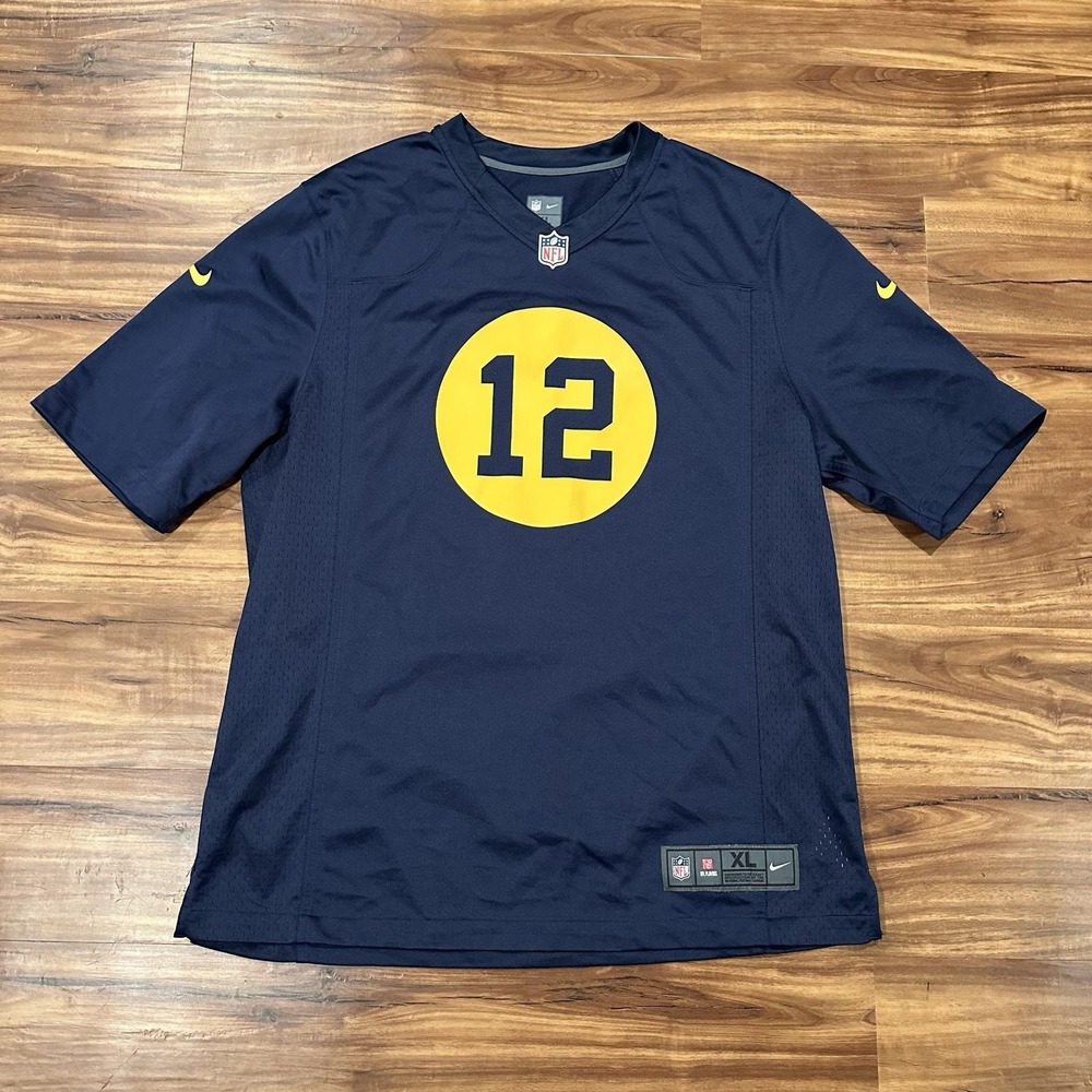 Green Bay Packers Jersey Mens XL Blue NFL Football Aaron Rodgers 12 Nike